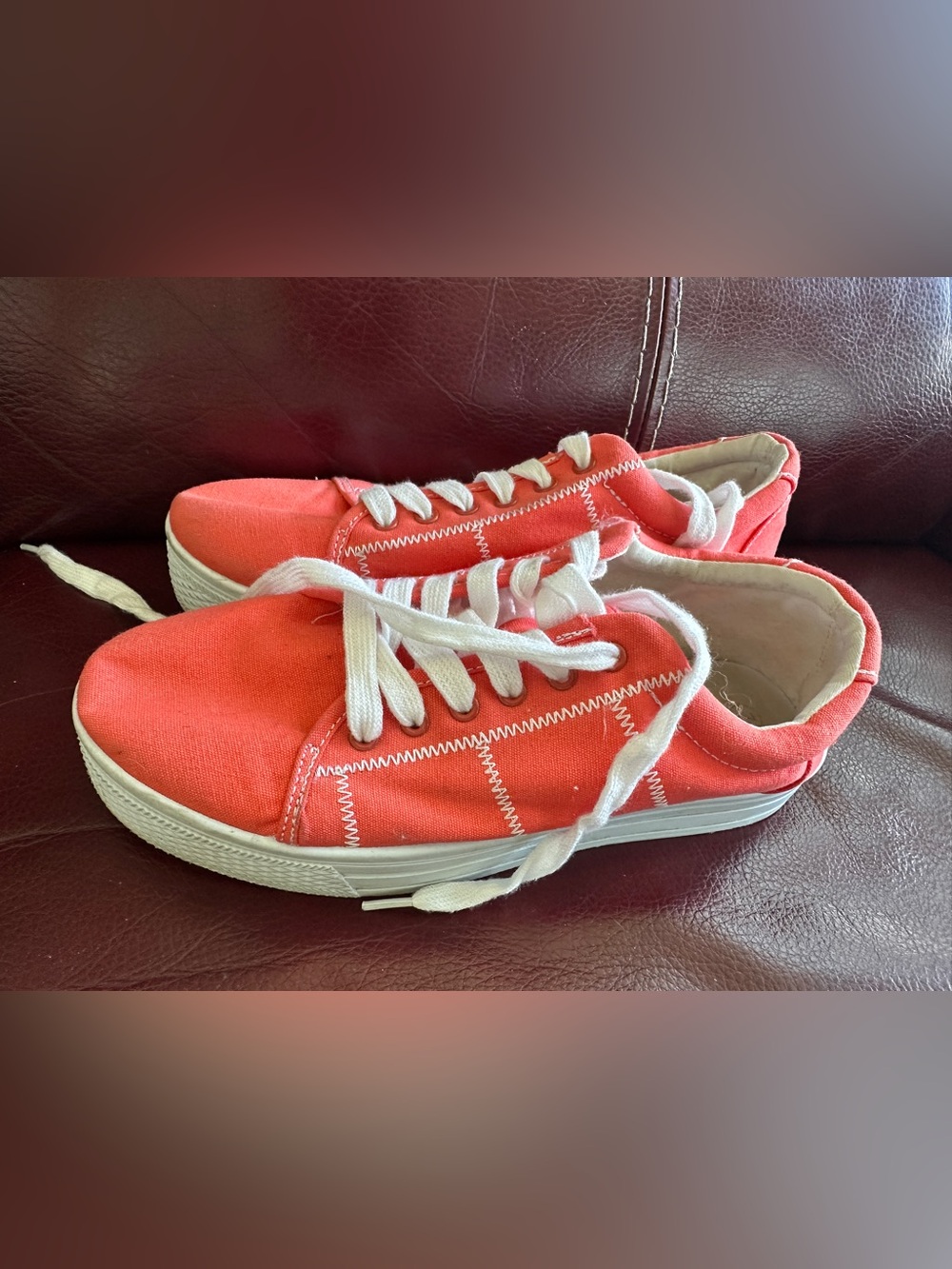 Cupid Coral Pink Canvas Athletic Sneakers with White Soles